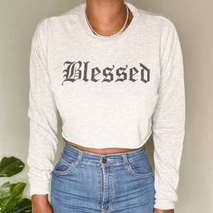 FASHION NOVA Heather Grey Beyond Blessed Cropped Top Sweater! ‼️ FINAL PRICE‼️